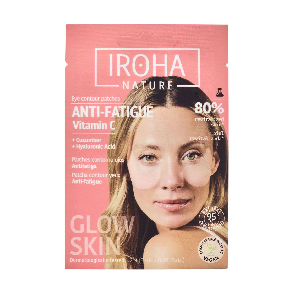 Освітлювальні патчі для шкіри навколо очей Iroha Nature Vitamin C Anti-Fatigue And Illumimating Eye Contour Patches проти втоми, 16 мл